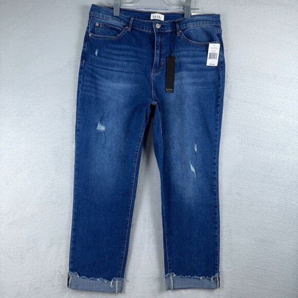 Nicole Miller Jeans Soho Ankle Slim Distressed Womens Blue Size 16 Was $99